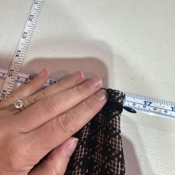 Vintage Y2K Anne Klein Silk Houndstooth Black Knee Length Skirt Size 10‎ Witchy - Picture 10 of 11